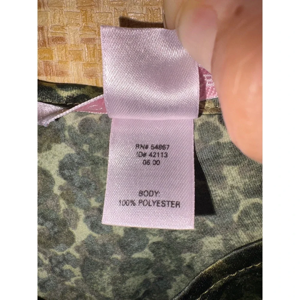 Victorias Secret Olive Green Leopard Satin Pajama Set Tank Pants Medium